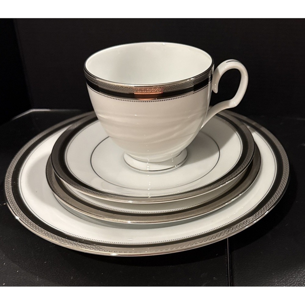 Noritake Austin Platinum Place Setting 3‎ Piece Set Wedding Classic Party NEW